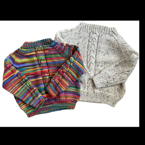 Hand Crafted Other - HAND KNIT kid’s sweater bundle-unisex-cable knit detail down center/sleeves